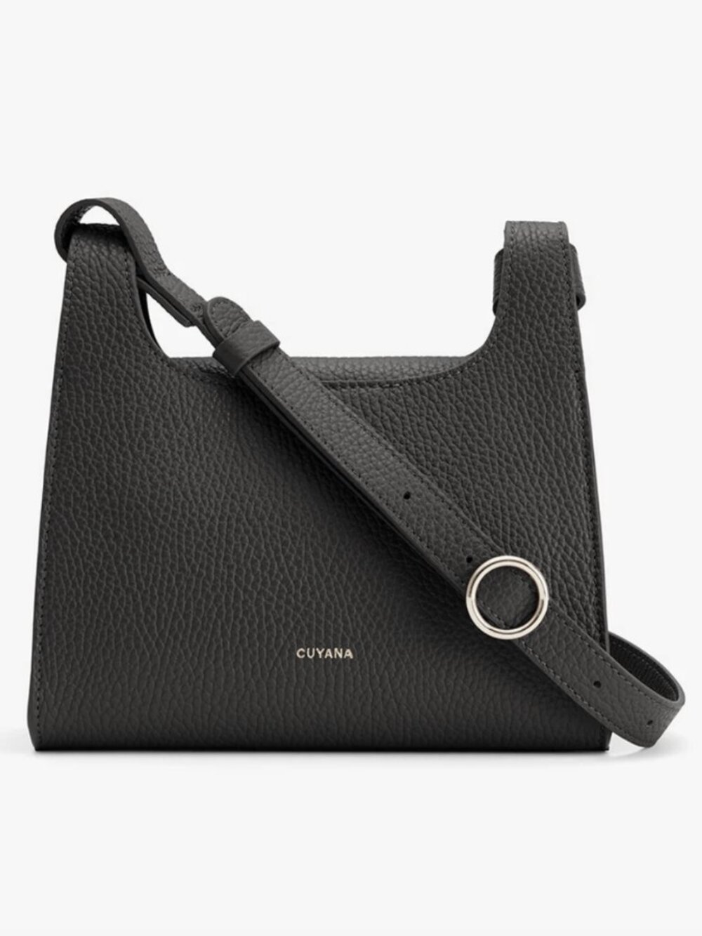 Cuyana Black Pebbled Leather Crossbody Bag